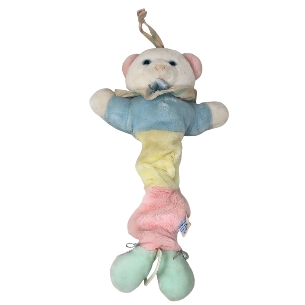 Vintage Eden Toys Unisex Baby Musical Pull String Bear Plush Pastel Multicolor